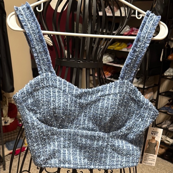 Tops - Madden Girl Blue Boucle Top NWT
